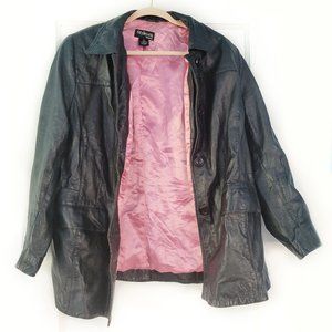 Style & Co. Women's Leather Jacket Black/Pink 18W
